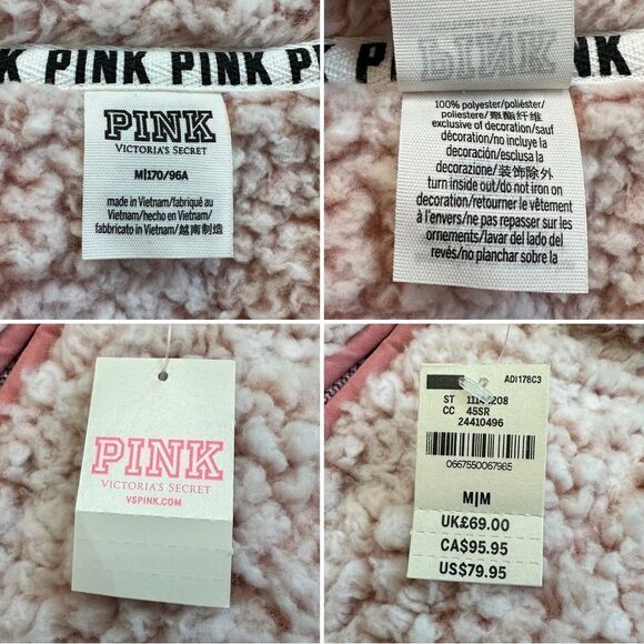 NWT Pink Victoria’s Secret Teddy Bear Quarter Zip Pull Over Sweatshirt - Picture 12 of 13